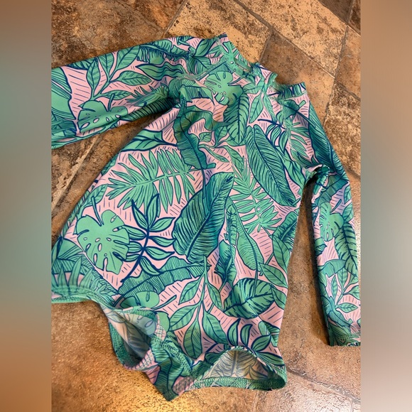 Cat & Jack long sleeve one piece swimsuit tropical leaf print - Picture 2 of 6